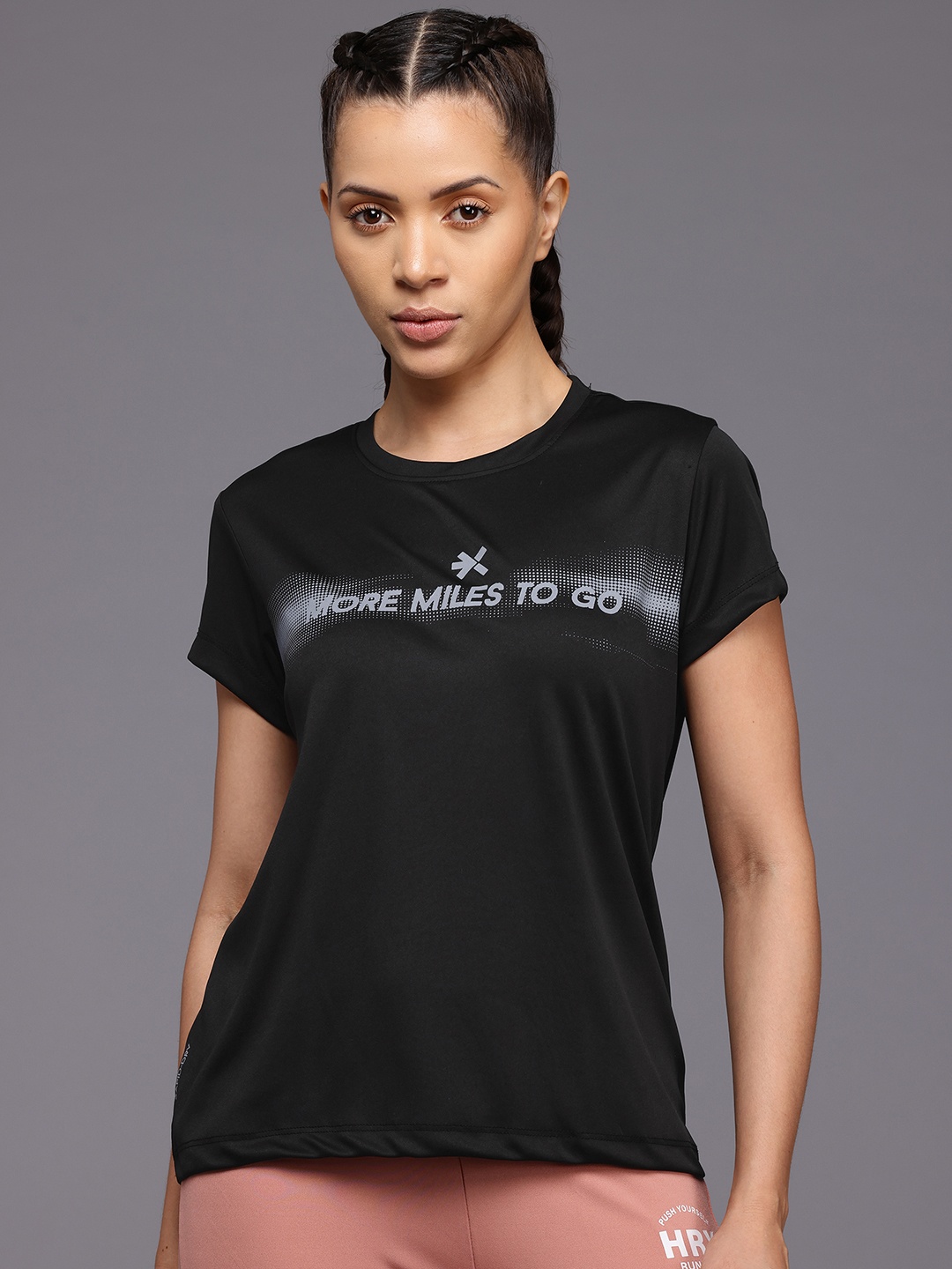 

HRX by Hrithik Roshan Rapid Dry Typography Printed Running T-Shirt, Black