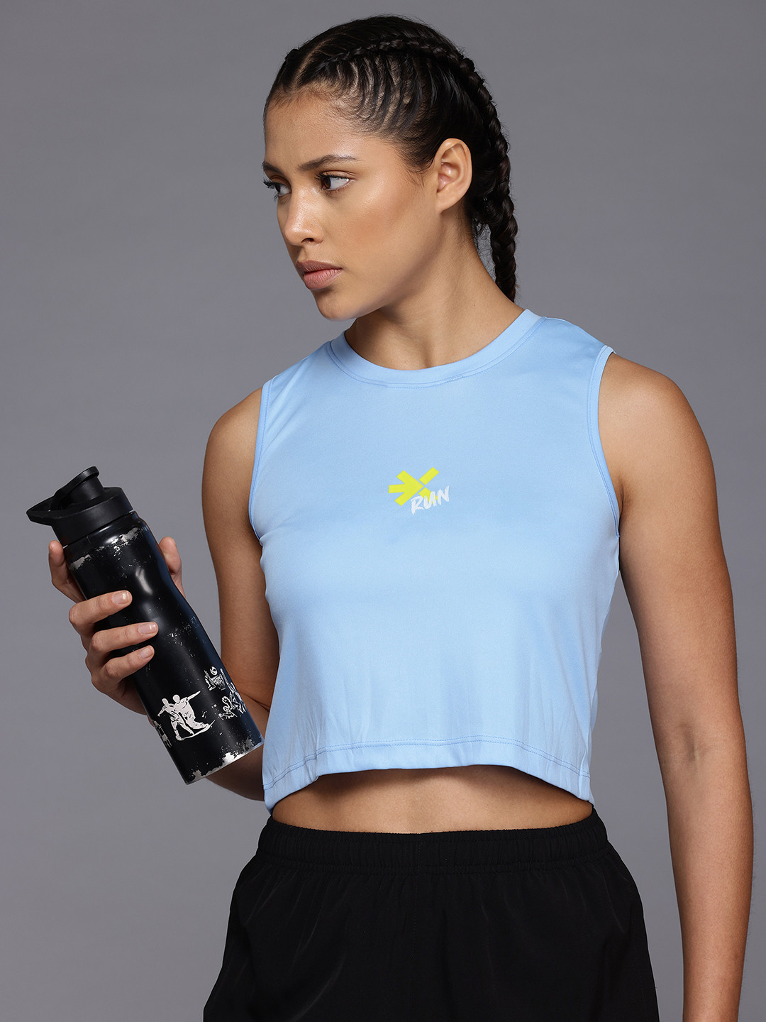 

HRX by Hrithik Roshan Rapid-Dry Running Crop T-shirt, Blue