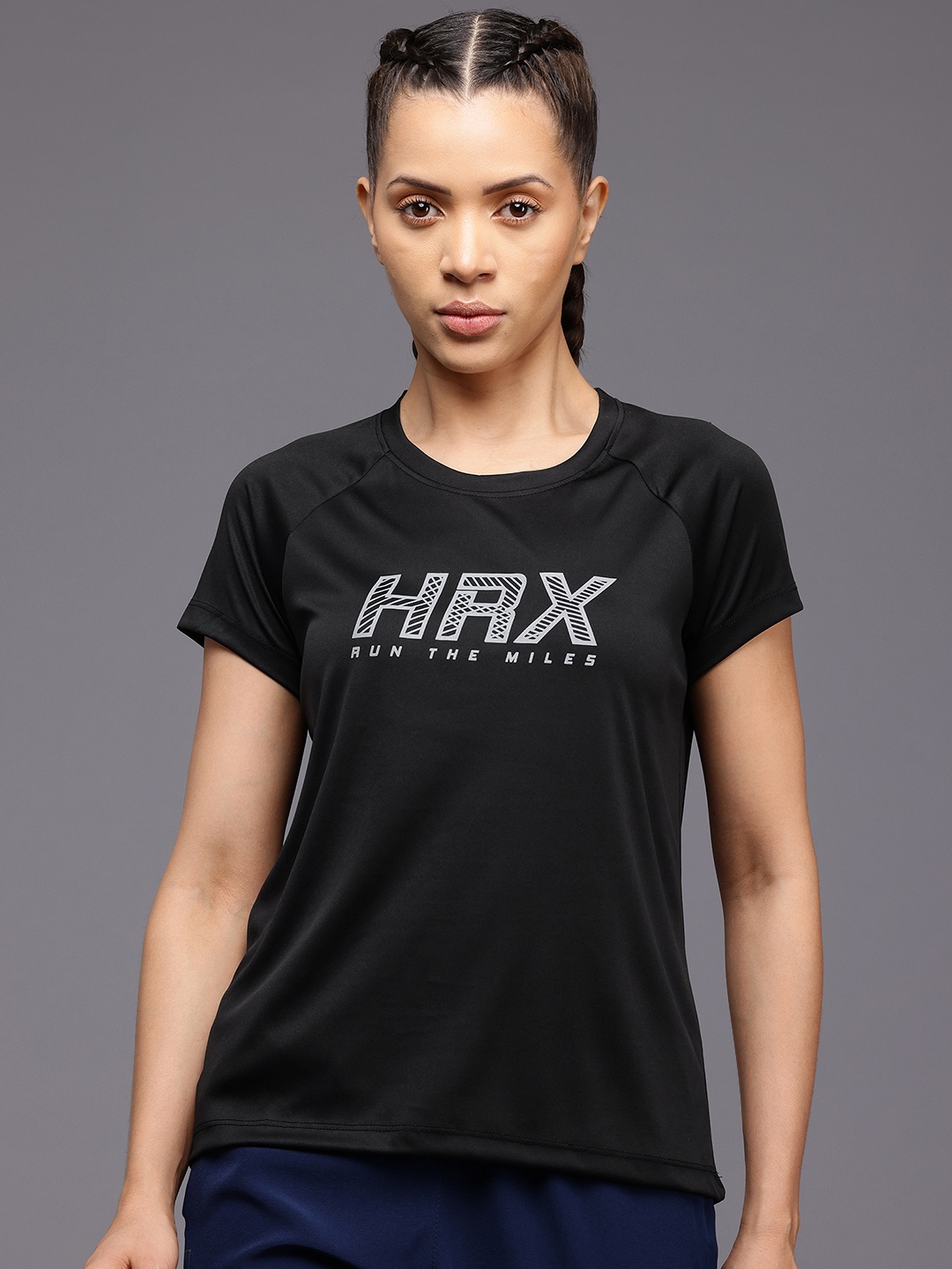 

HRX by Hrithik Roshan Rapid Dry Printed Running T-Shirt, Black