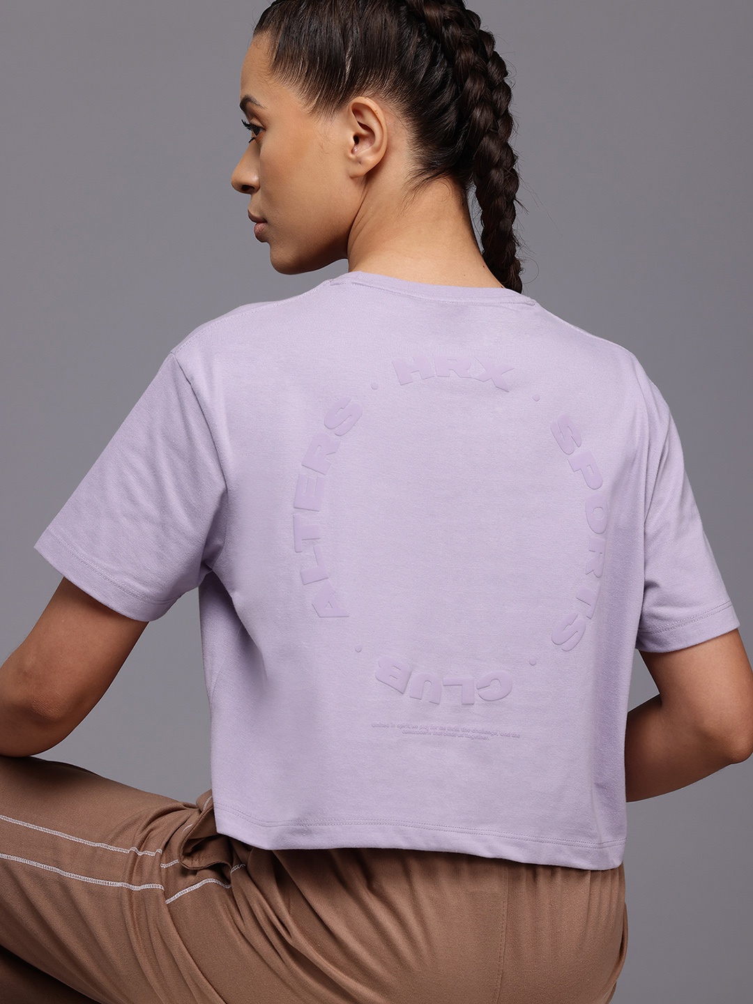 

HRX by Hrithik Roshan Printed Drop-Shoulder Sleeves Casual T-shirt, Lavender