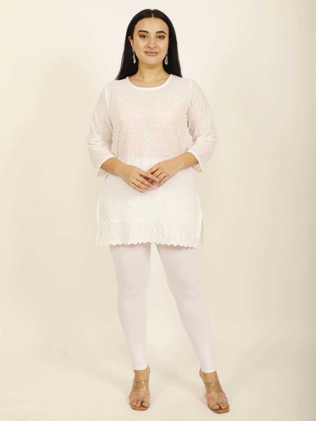 

DUNBERRY LONDON Pure Cotton Lycra Ankle Fit Leggings, White