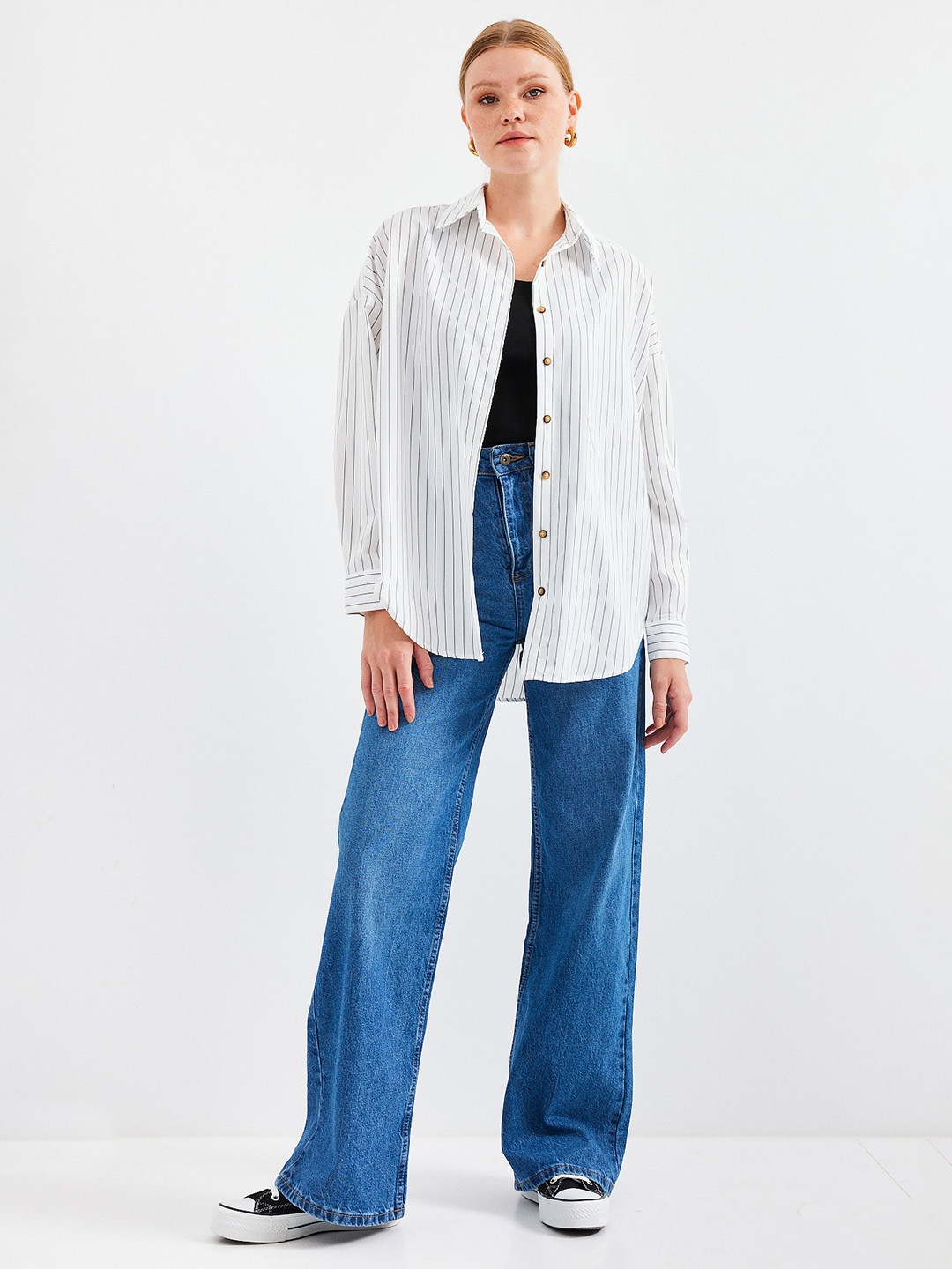 

BIGDART Women Opaque Striped Casual Shirt, Na