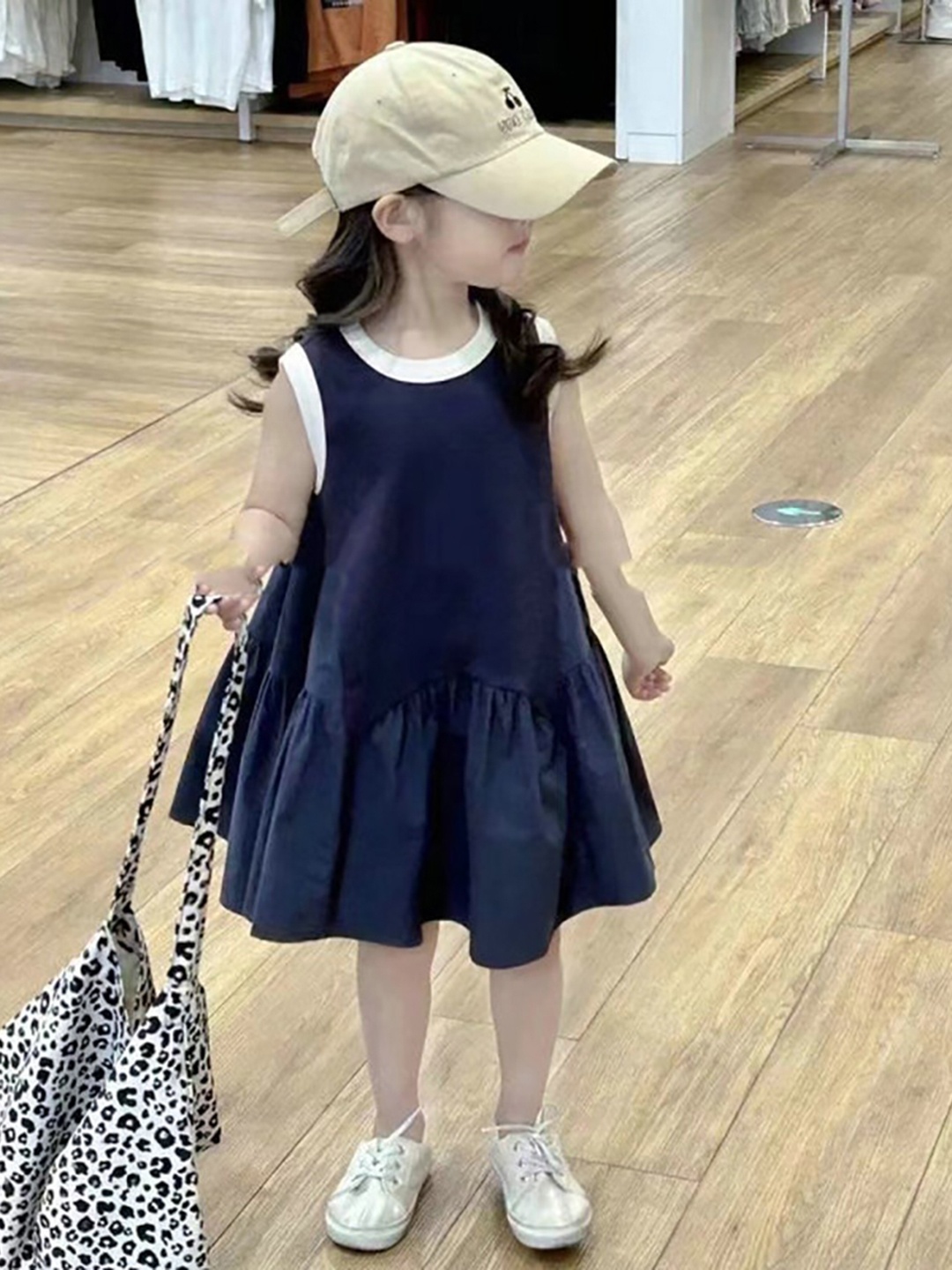

StyleCast x Revolte Girls Cotton A-Line Midi Dress, Navy blue