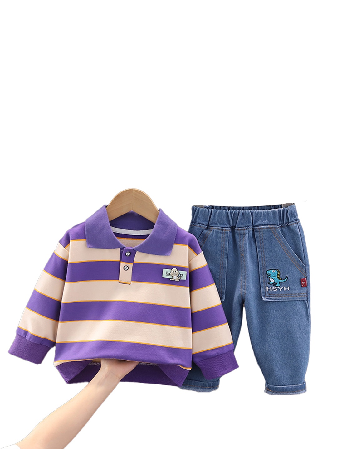 

StyleCast x Revolte Boys Striped T-shirt with Trousers, Purple