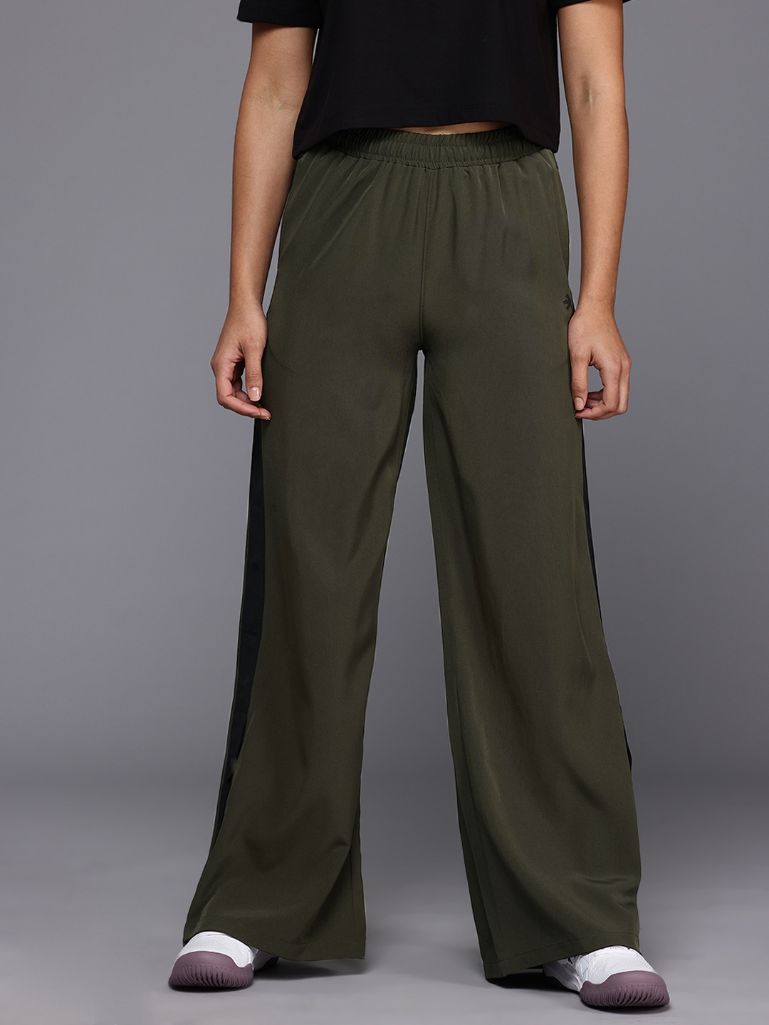 

HRX by Hrithik Roshan Women Lifestyle Wide Leg Track Pants, Olive