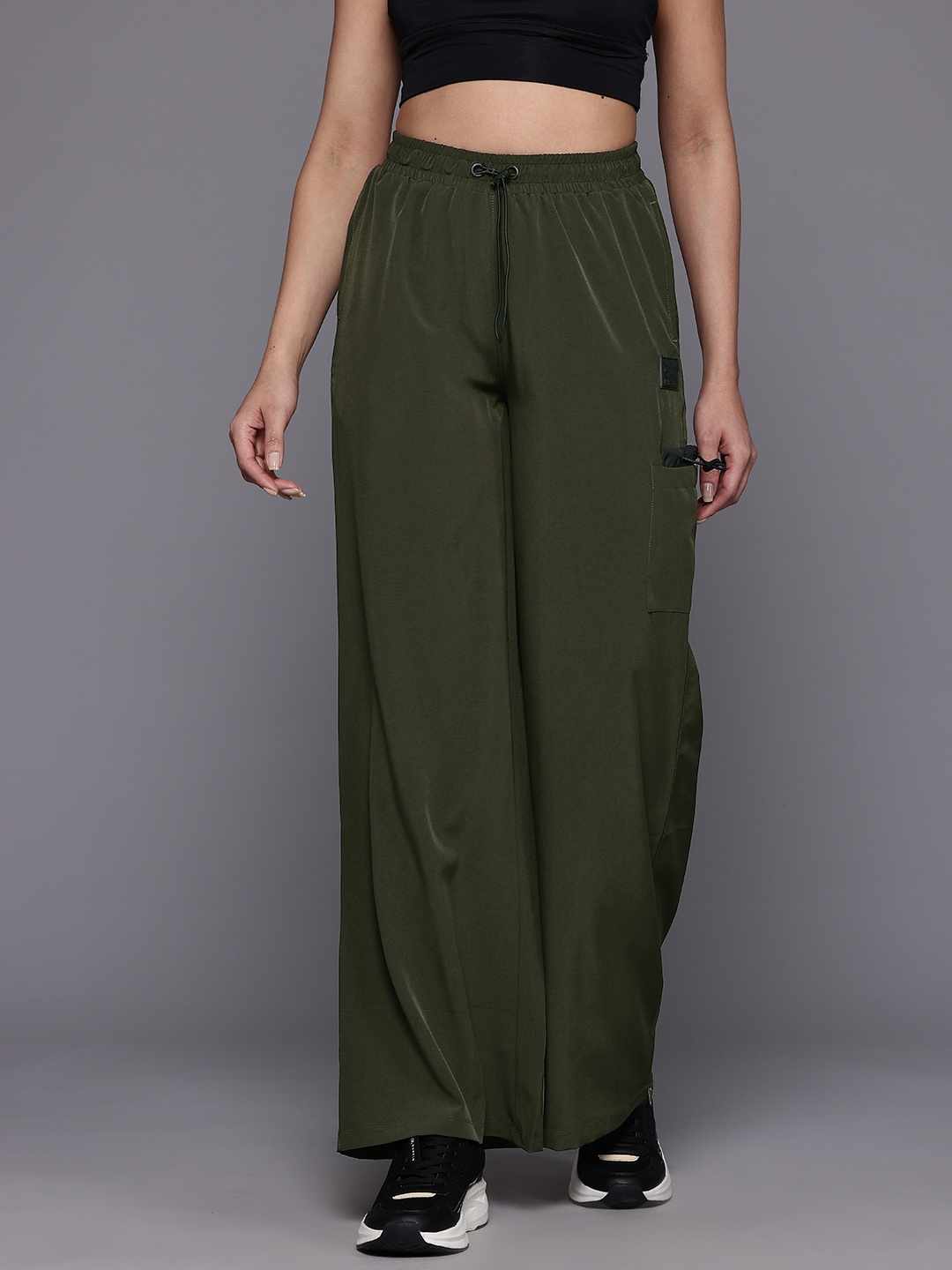 

HRX by Hrithik Roshan Women Flared Lifestyle Track Pants, Olive