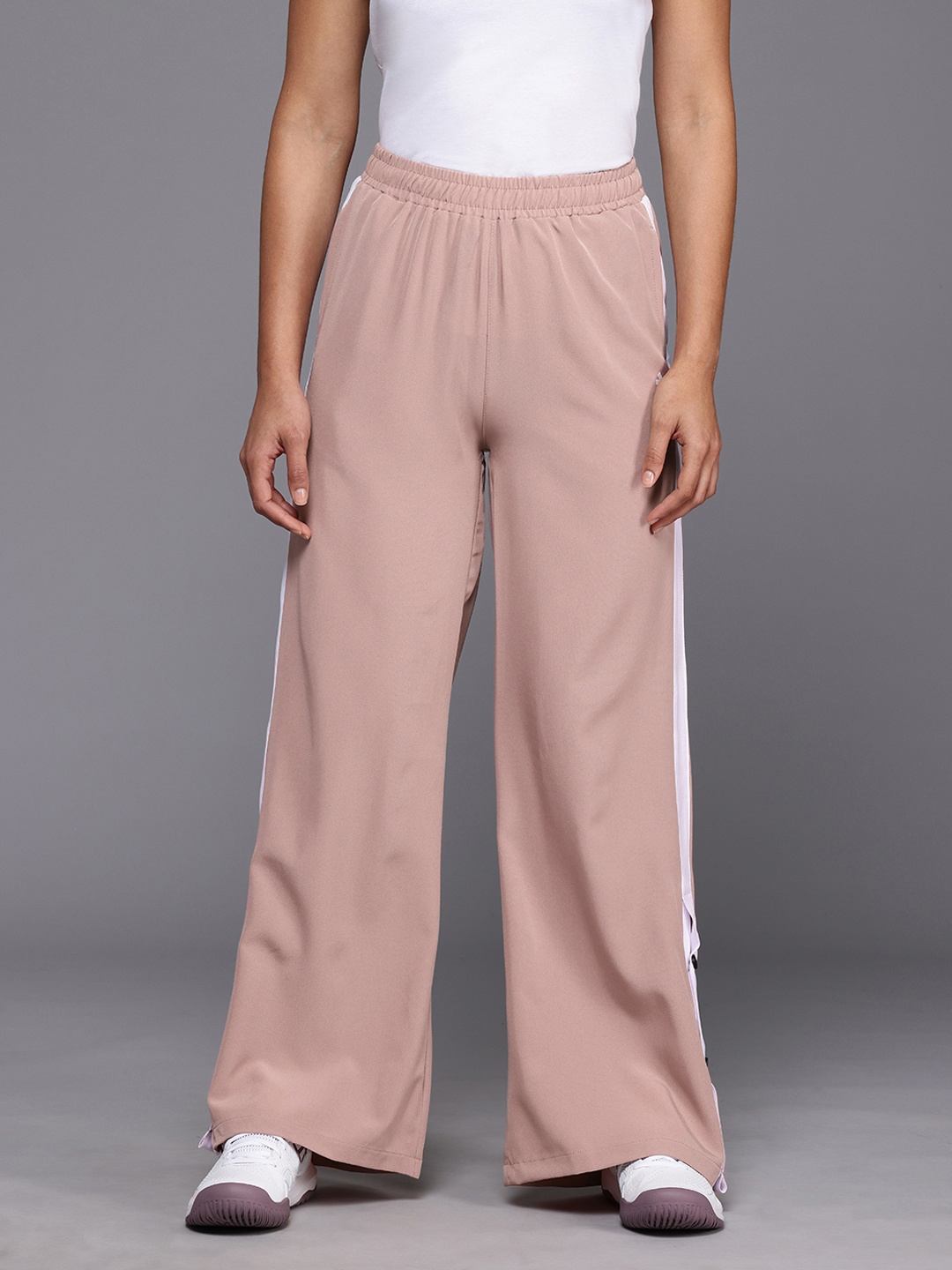 

HRX by Hrithik Roshan Women Side Stripe Button-Hem Lifestyle Track Pants, Pink