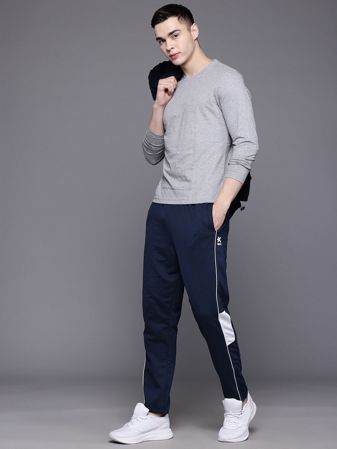 

HRX by Hrithik Roshan Men Mid-Rise Regular Fit Lifestyle Track Pants, Navy blue