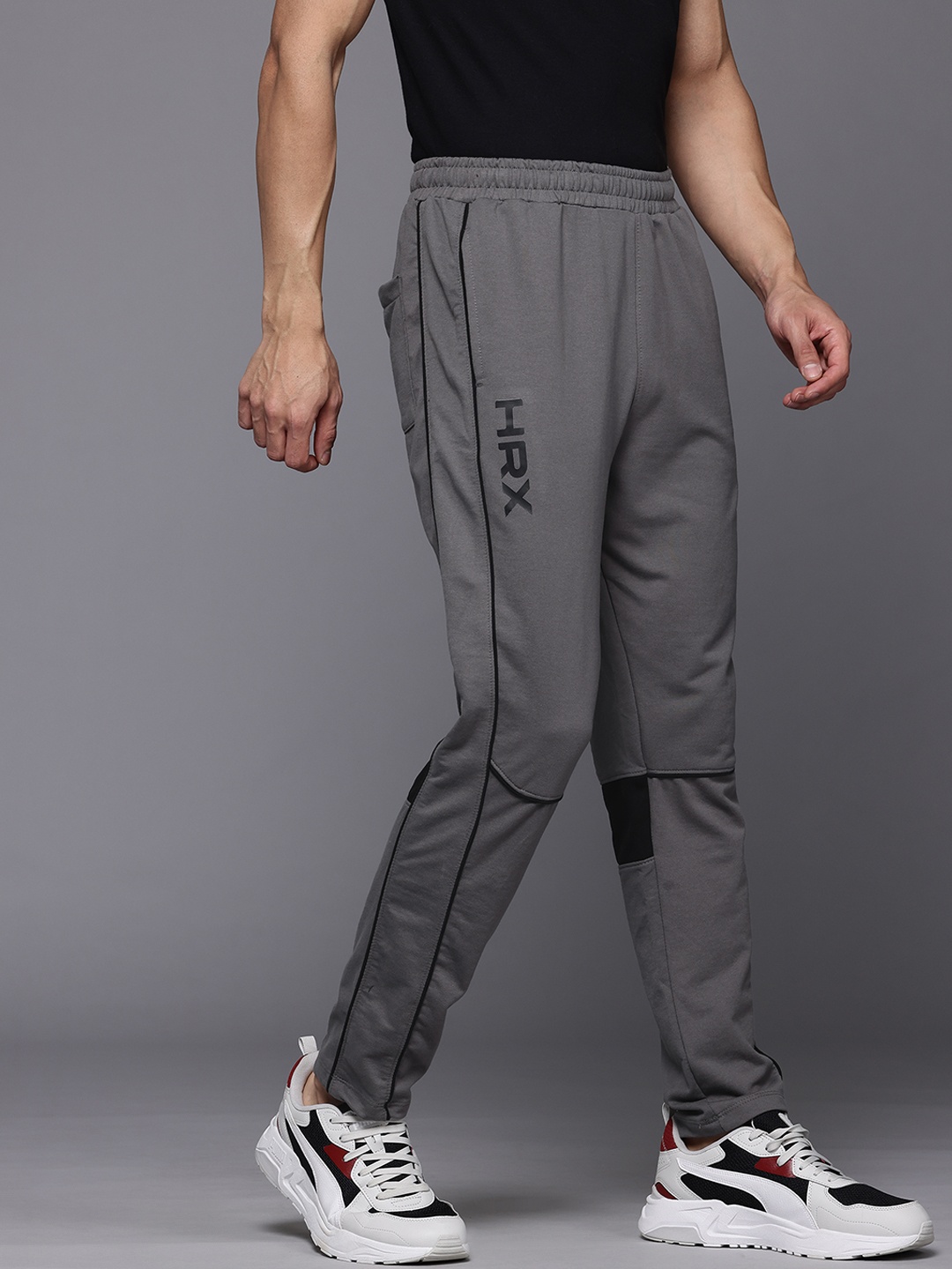 HRX by Hrithik Roshan Men Mid-Rise Lifestyle Track Pants, Grey