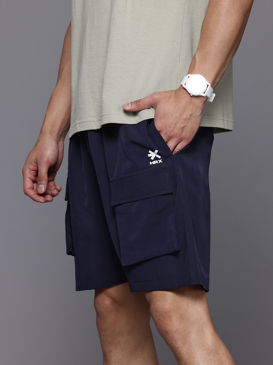 

HRX by Hrithik Roshan Men Cargo Lifestyle Shorts, Navy blue
