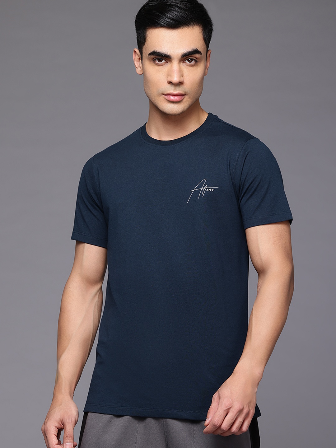 

HRX by Hrithik Roshan Men Typography Printed T-shirt, Navy blue