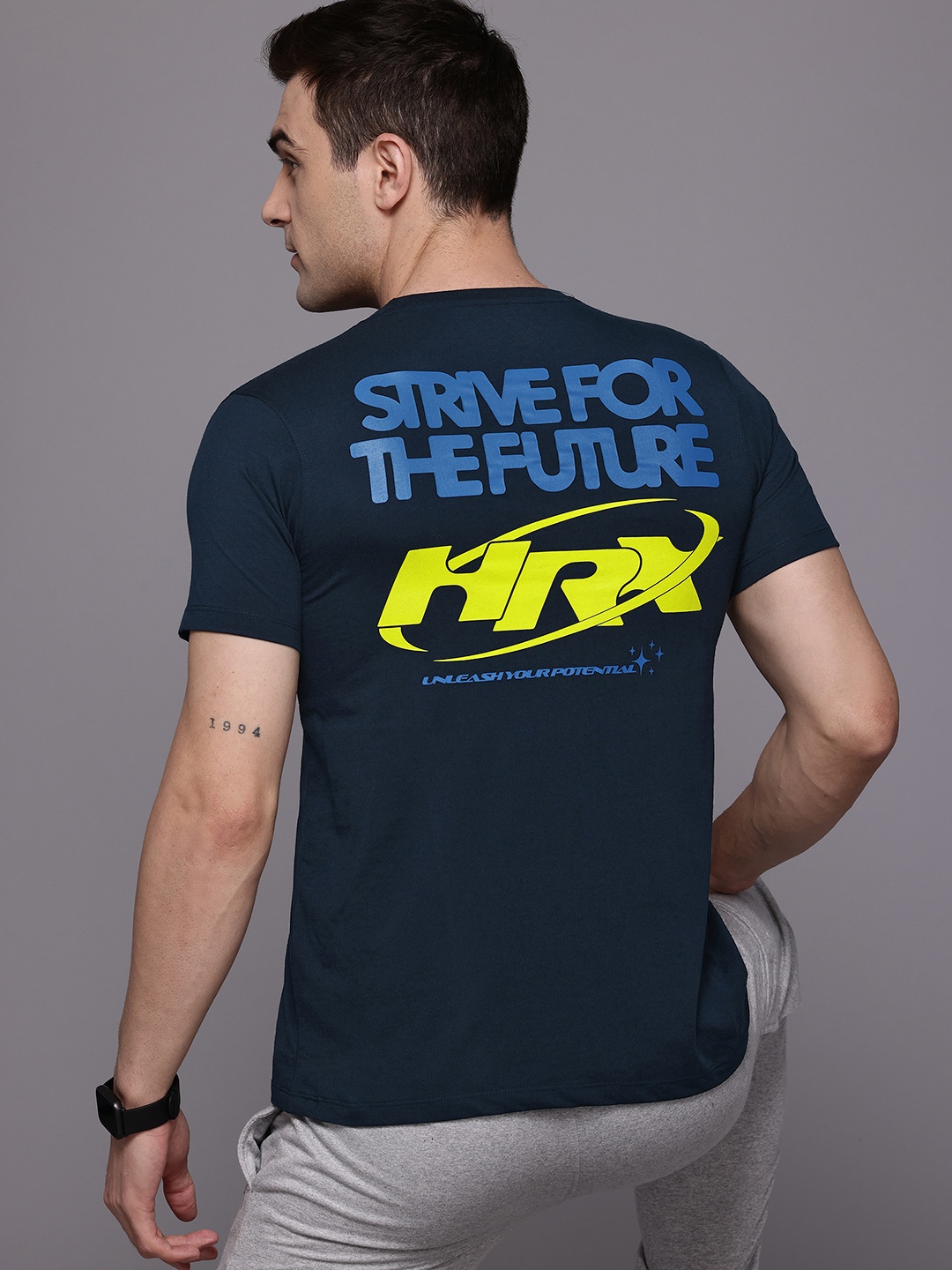 

HRX by Hrithik Roshan Typography Print Indigo T-shirt, Navy blue