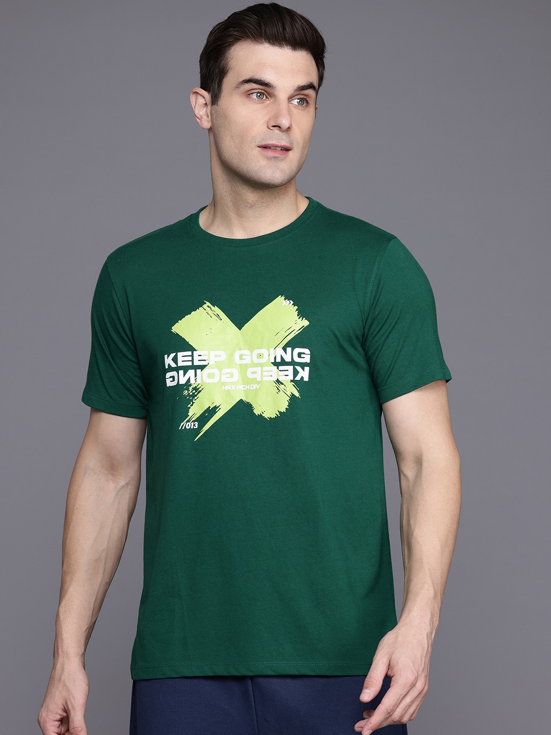 

HRX by Hrithik Roshan Men Brand Logo Printed T-shirt, Green