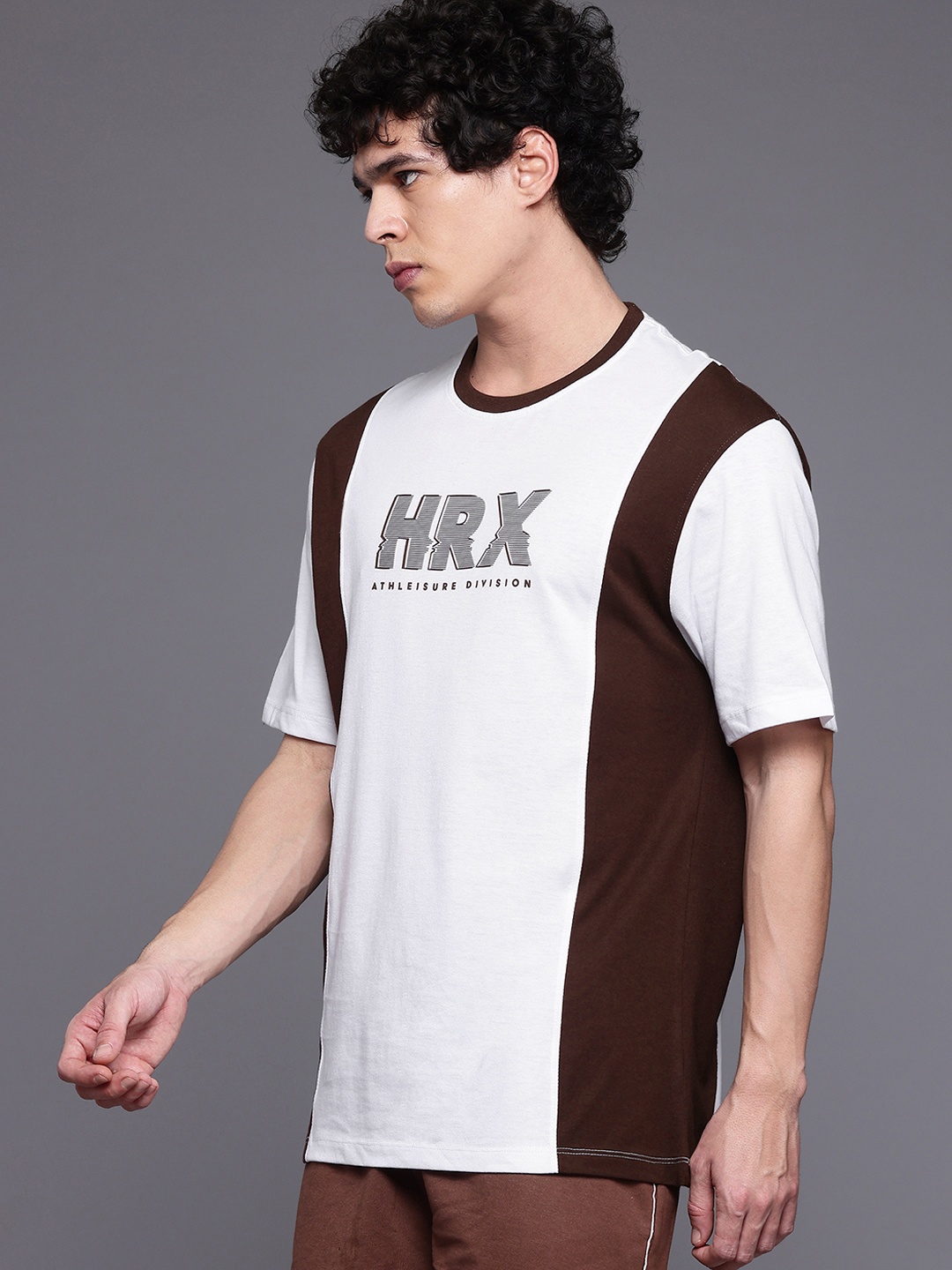 

HRX by Hrithik Roshan Colourblocked & Brand Logo Print Lifestyle T-shirt, White