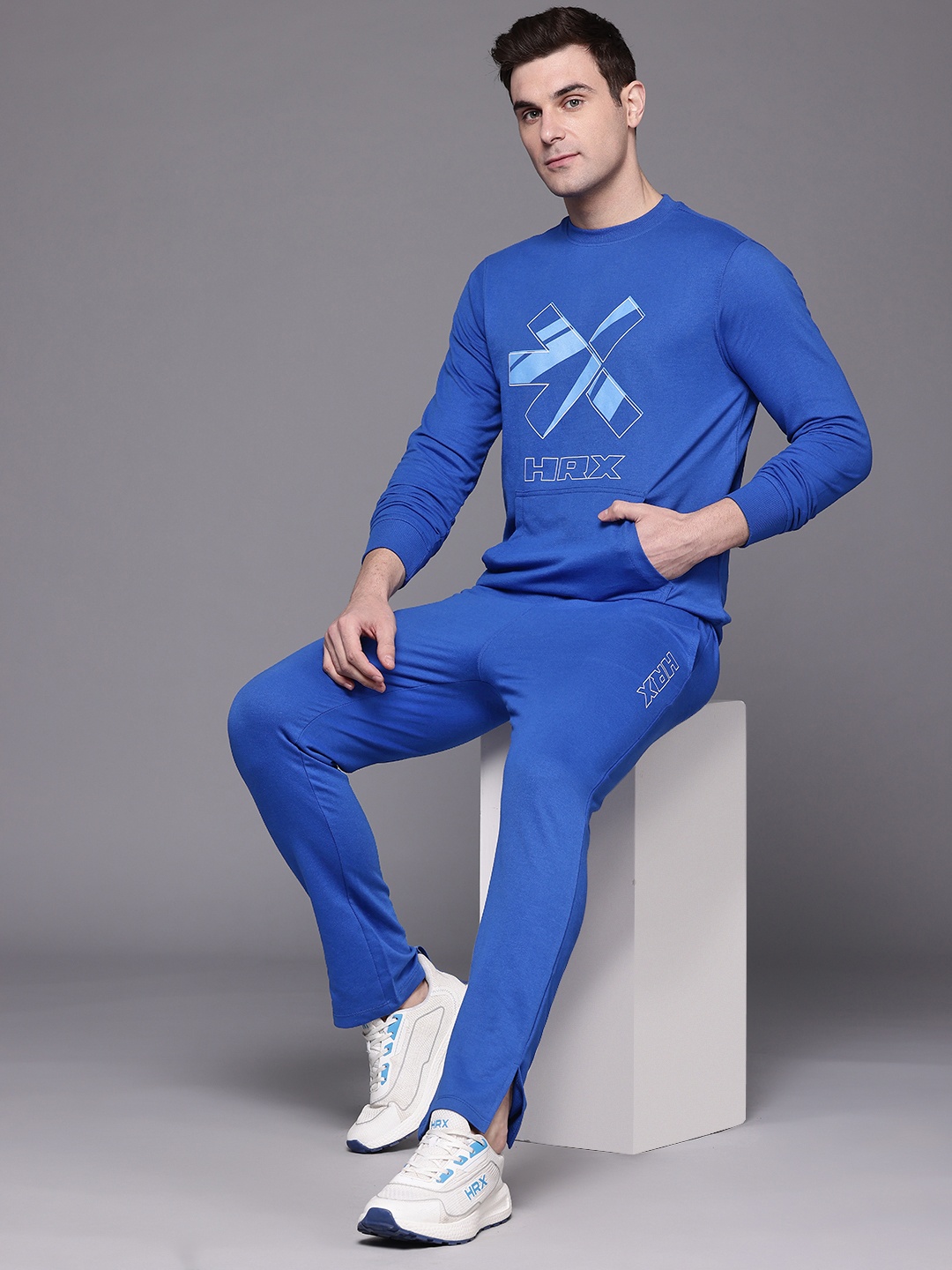 

HRX by Hrithik Roshan Brand Logo Printed Lifestyle Tracksuit, Blue