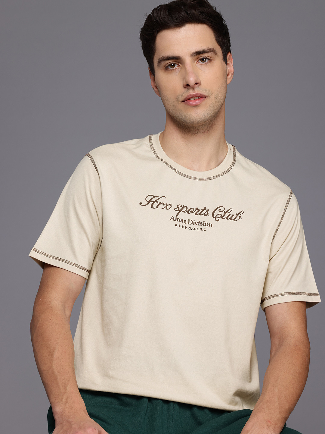 

HRX by Hrithik Roshan Lifestyle Typography Print T-shirt, Beige
