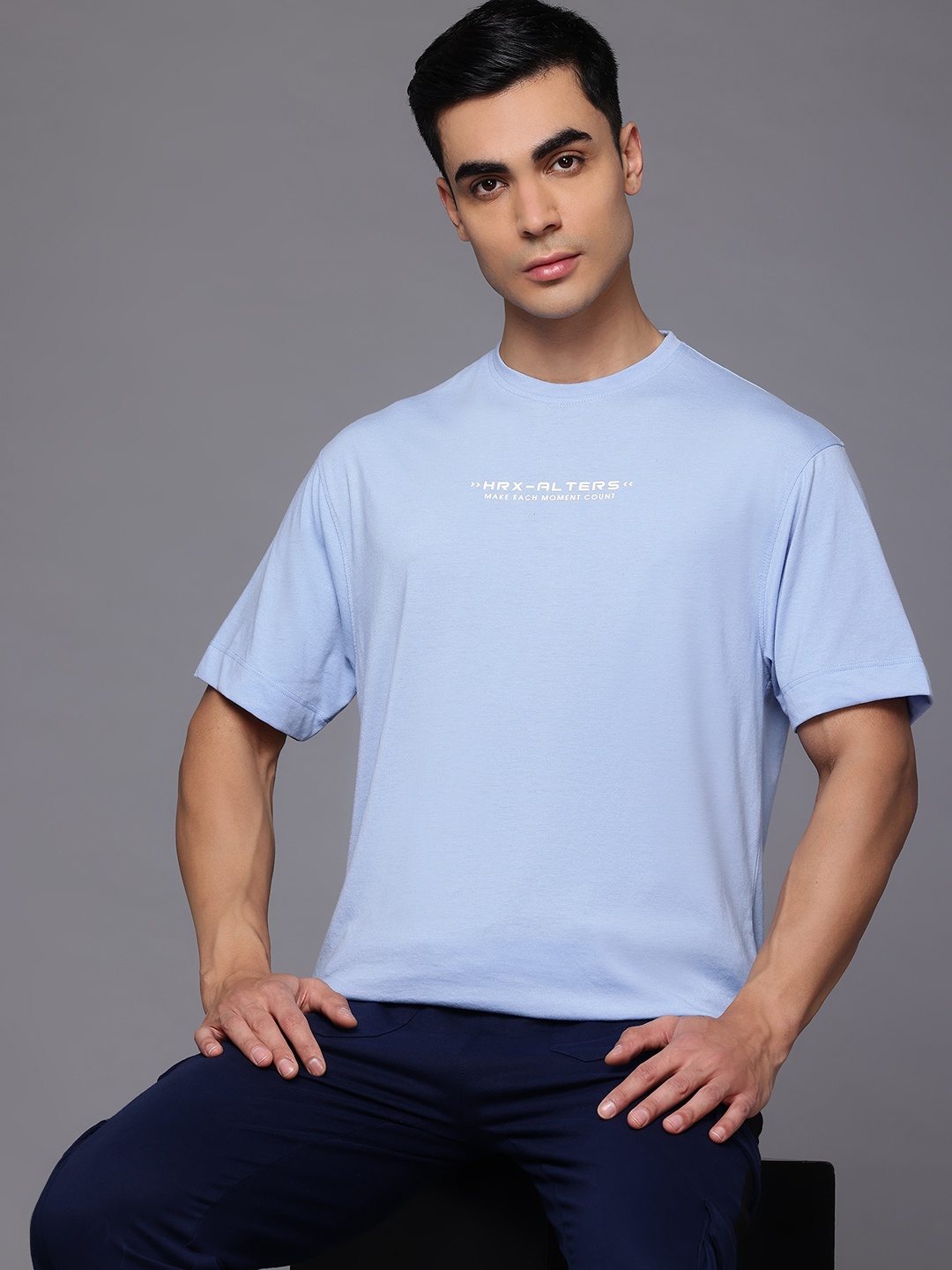 

HRX by Hrithik Roshan Men Drop-Shoulder T-shirt, Blue