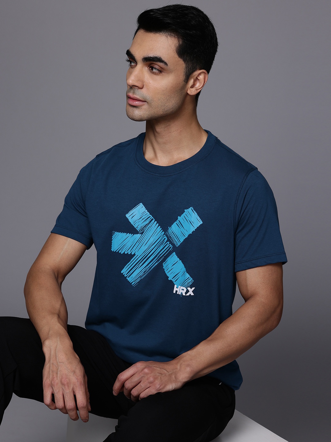 

HRX by Hrithik Roshan Brand Logo Print Lifestyle T-shirt, Teal
