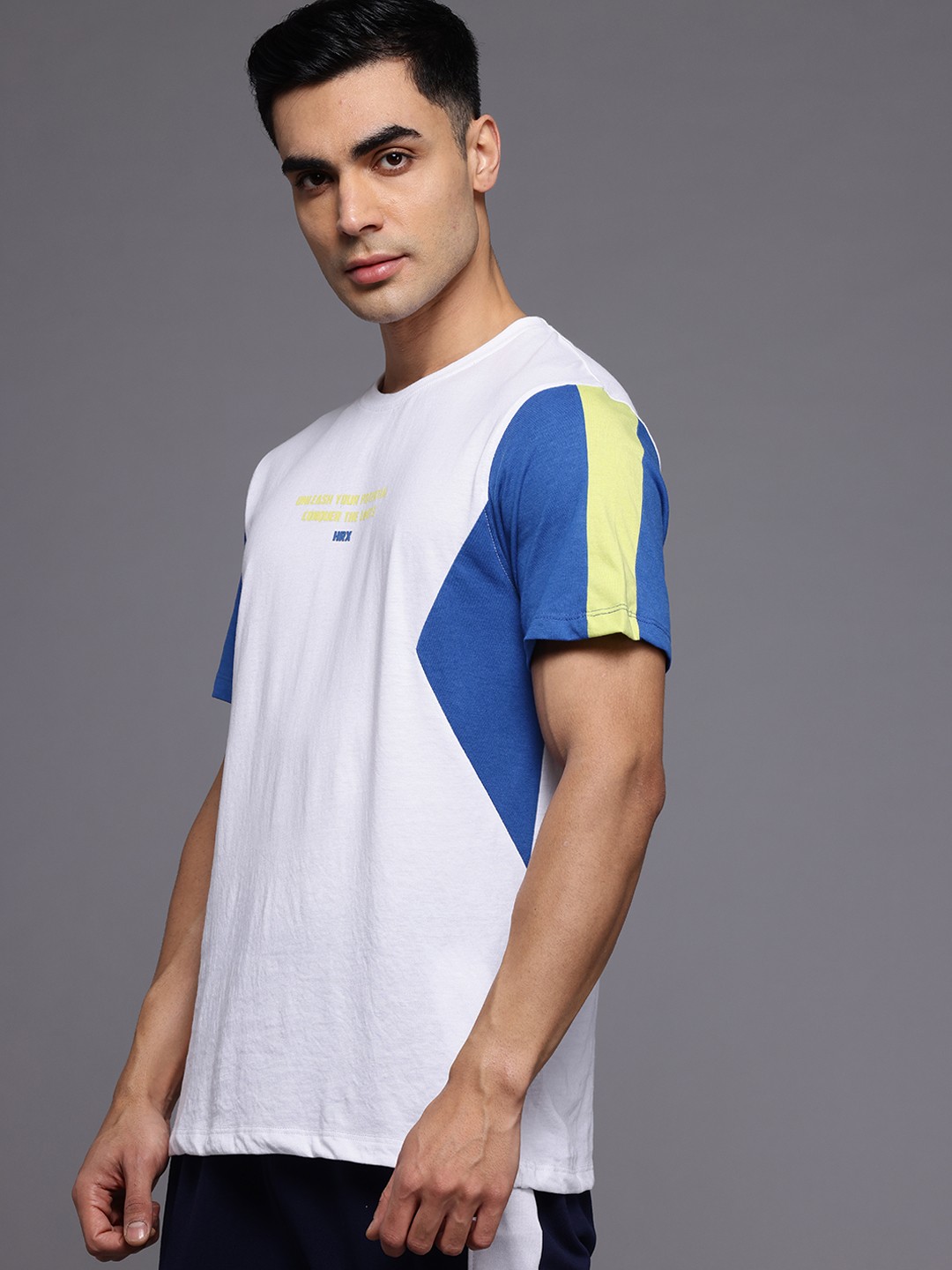 

HRX by Hrithik Roshan Typography Printed Colourblocked T-shirt, White