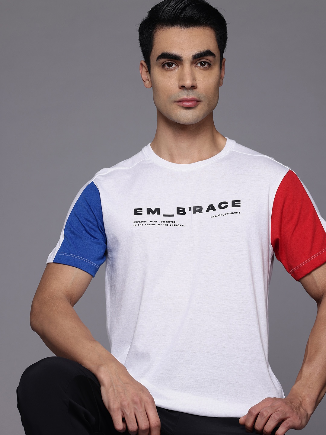 

HRX by Hrithik Roshan Typography Printed Colourblocked T-Shirt, White