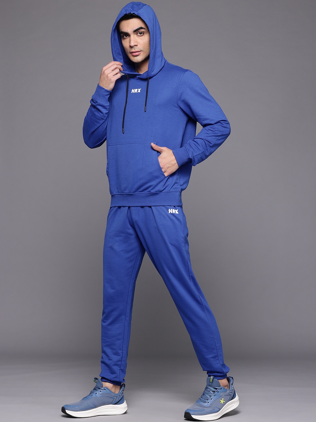 

HRX by Hrithik Roshan Typography Printed Hooded Lifestyle Tracksuit, Blue