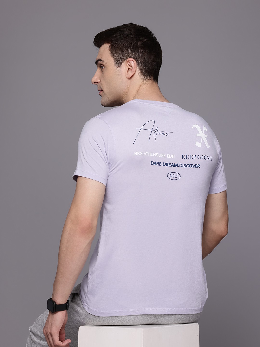 HRX by Hrithik Roshan Typography Printed Lifestyle T-shirt, Lavender