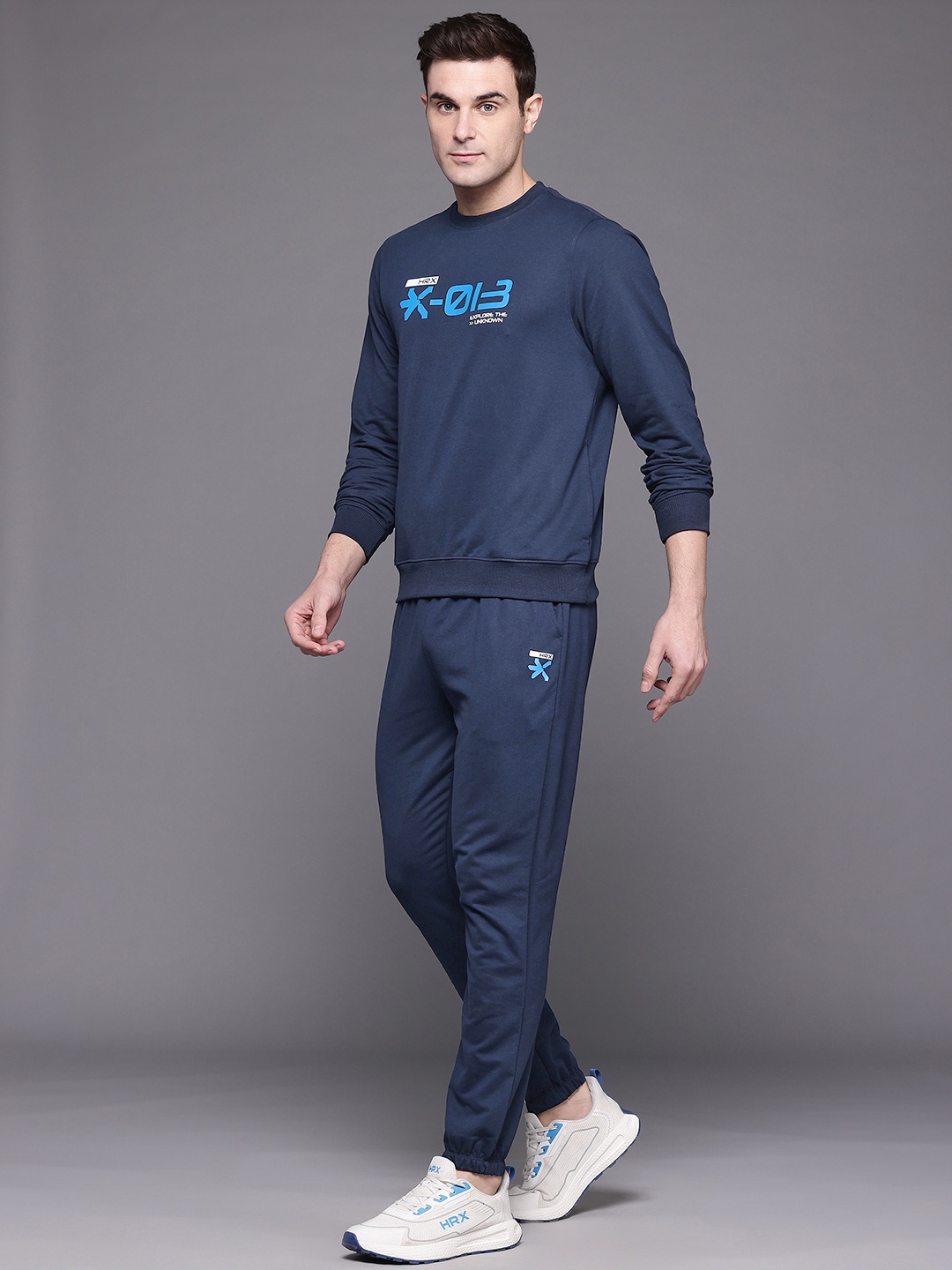 

HRX by Hrithik Roshan Brand Logo Printed Lifestyle Tracksuit, Navy blue