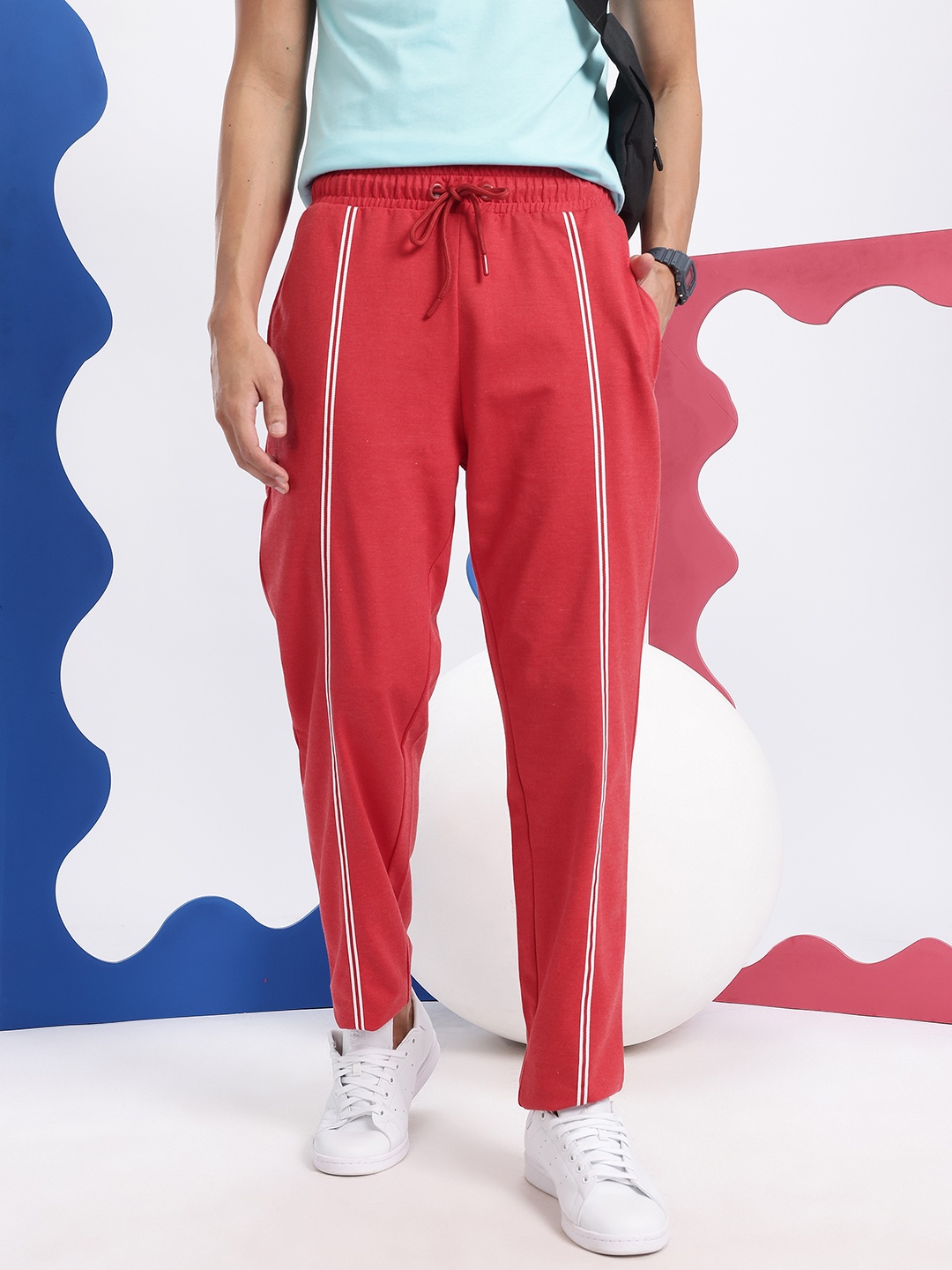 

Aeropostale Men Striped Track Pants, Red
