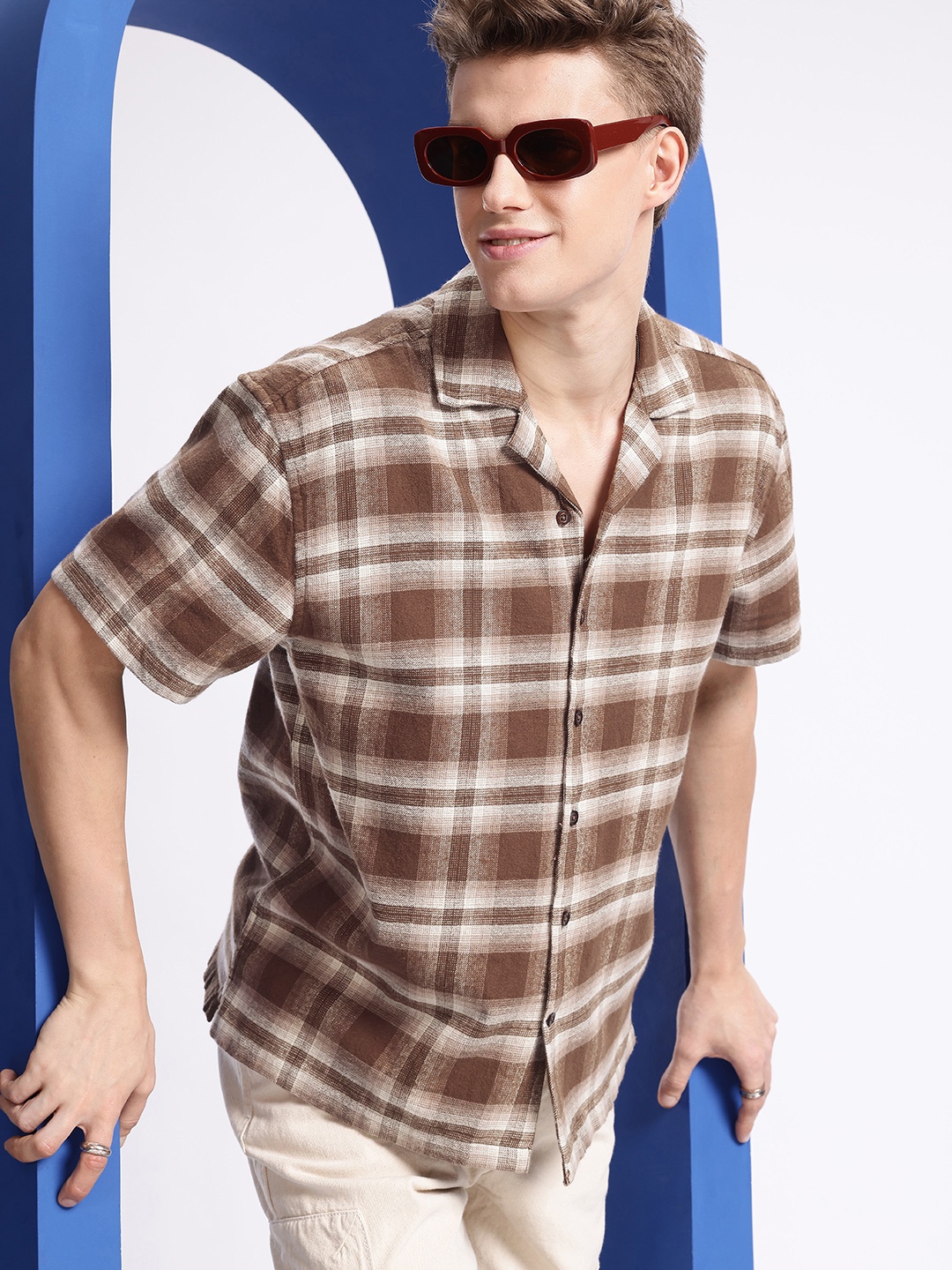 

Aeropostale Checked Opaque Pure Cotton Casual Shirt, Brown