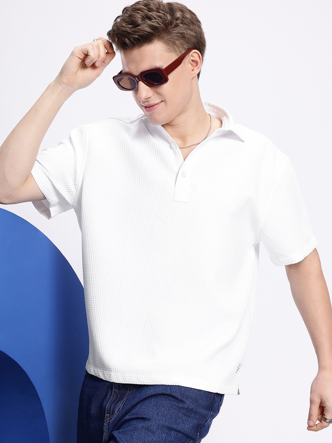 

Aeropostale Opaque Self Design Textured Casual Shirt, White