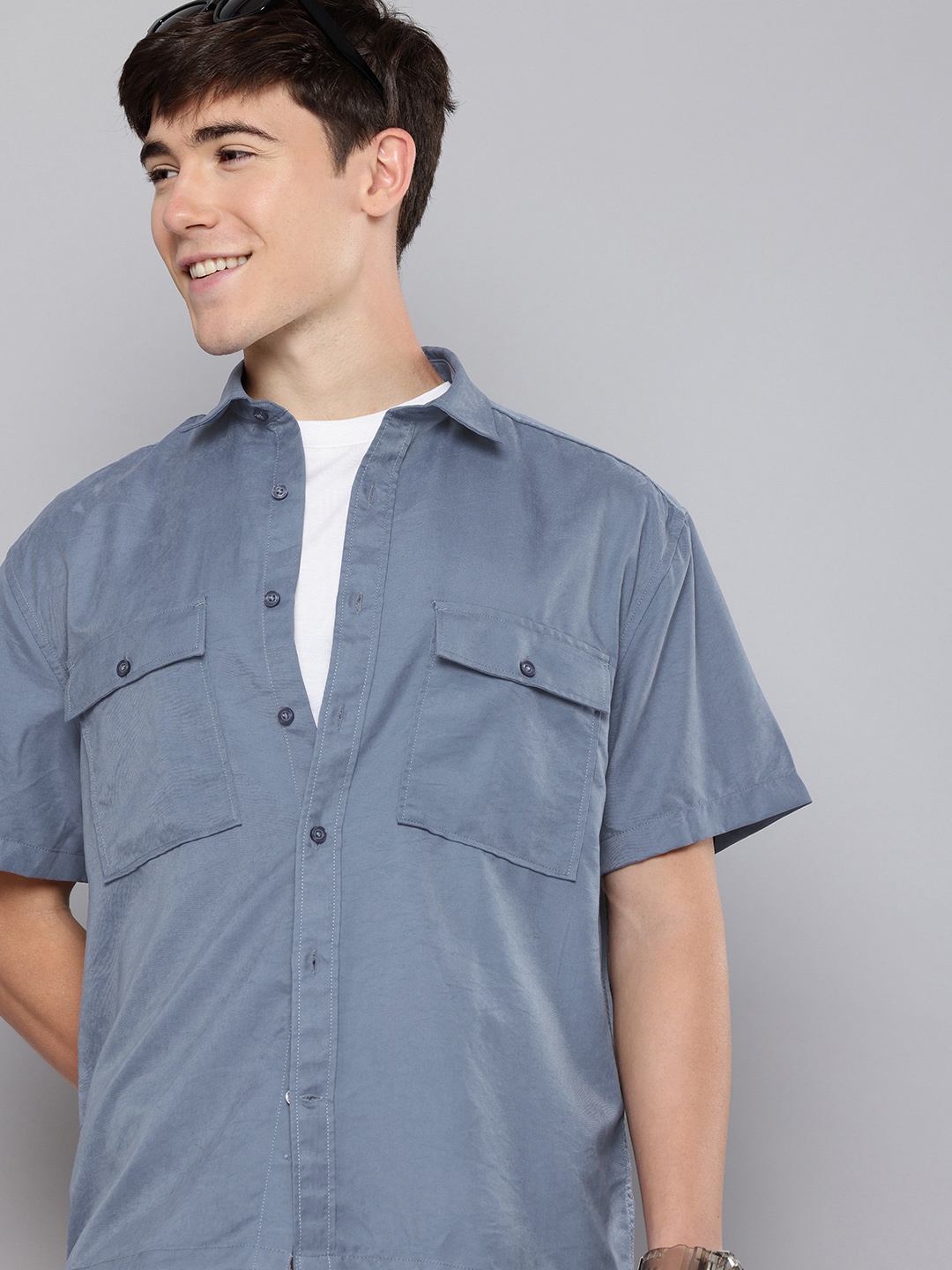 

Aeropostale Spread Collar Casual Shirt, Blue