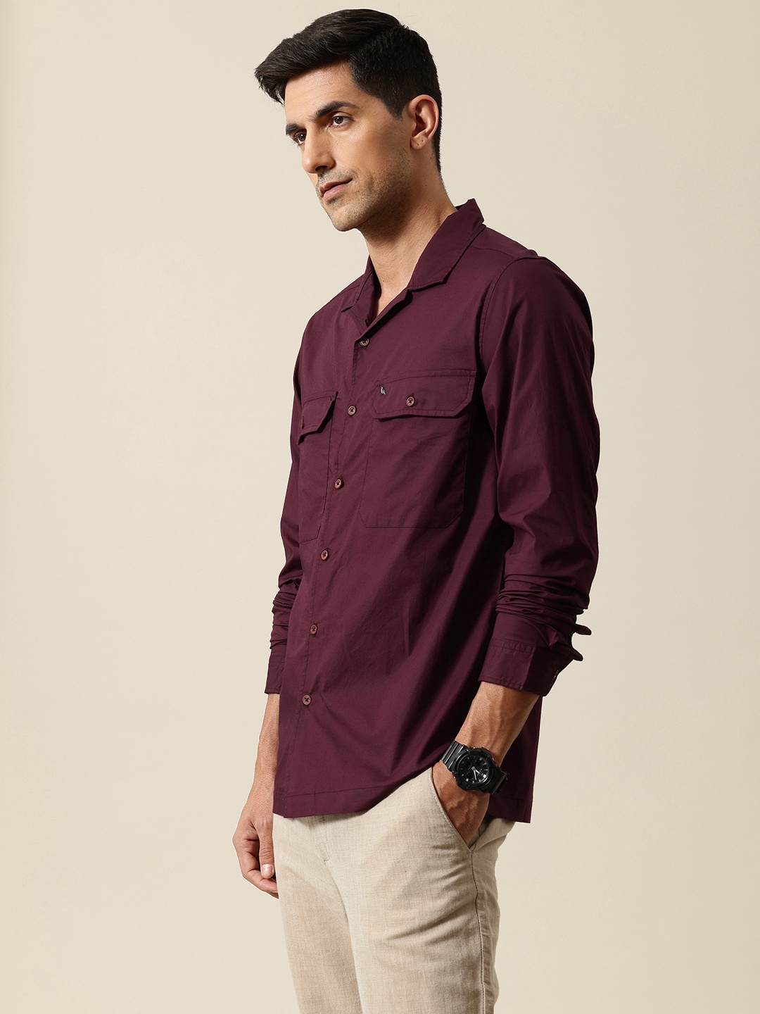 

Mr Bowerbird Liberal Fit Long Sleeves Casual Shirt, Burgundy