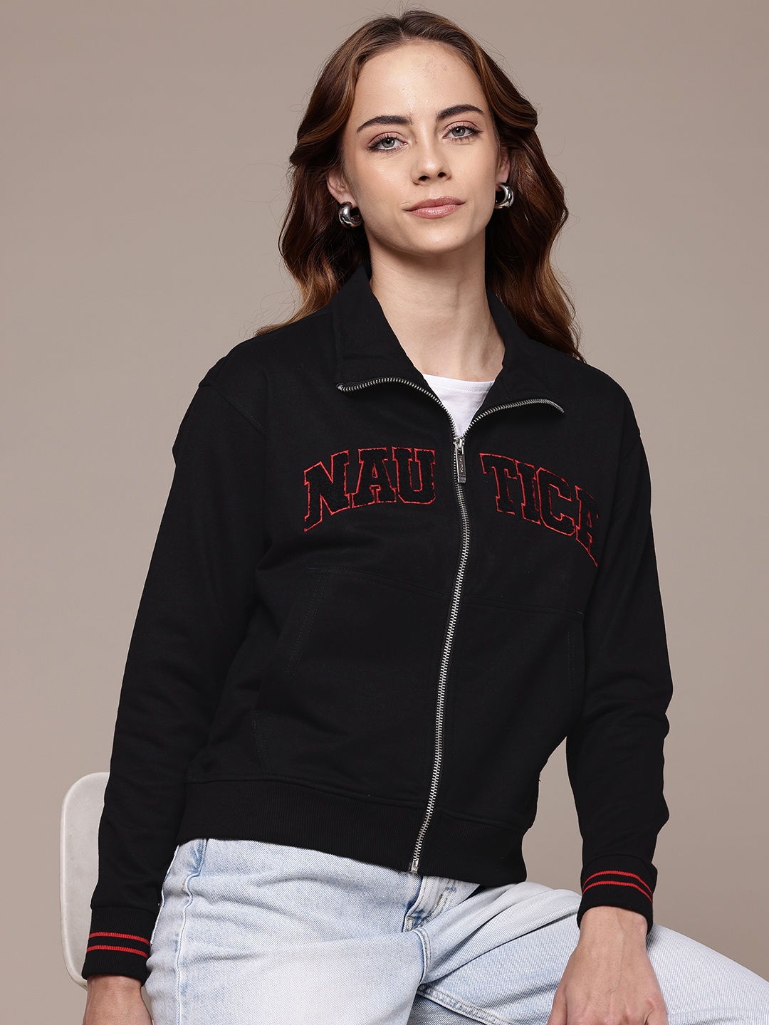 

Nautica Sweatshirt With Applique-Detail, Black