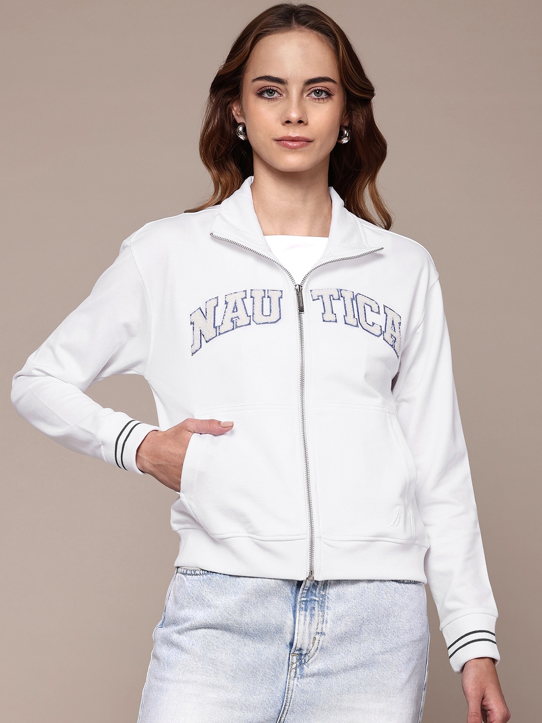 

Nautica Sweatshirt With Applique-Detail, White