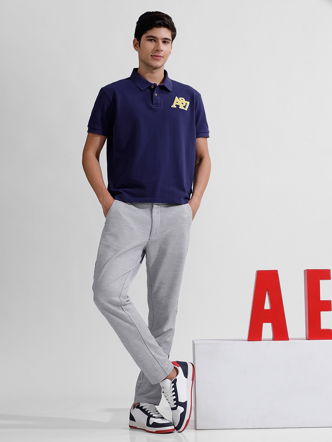 

Aeropostale Pure Cotton Polo Collar T-shirt, Navy blue