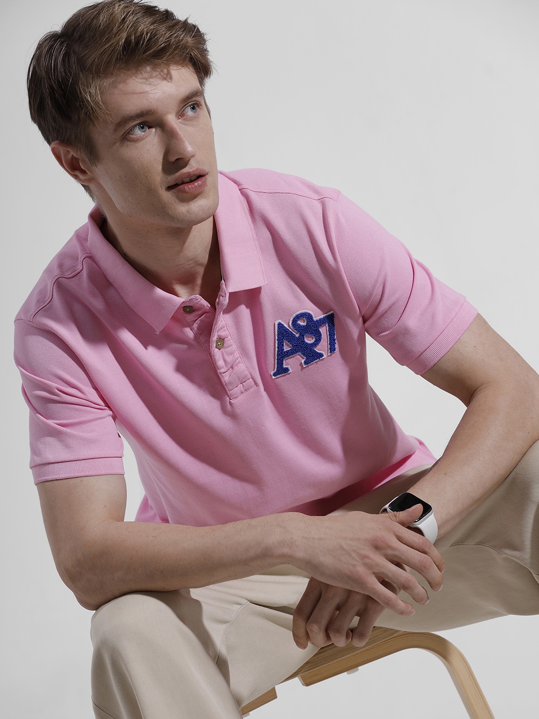 

Aeropostale Polo Collar Applique Detail Pure Cotton T-shirt, Pink