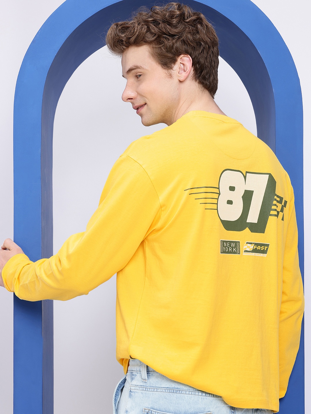

Aeropostale Pure Cotton Relaxed Fit Varsity Printed T-shirt, Yellow