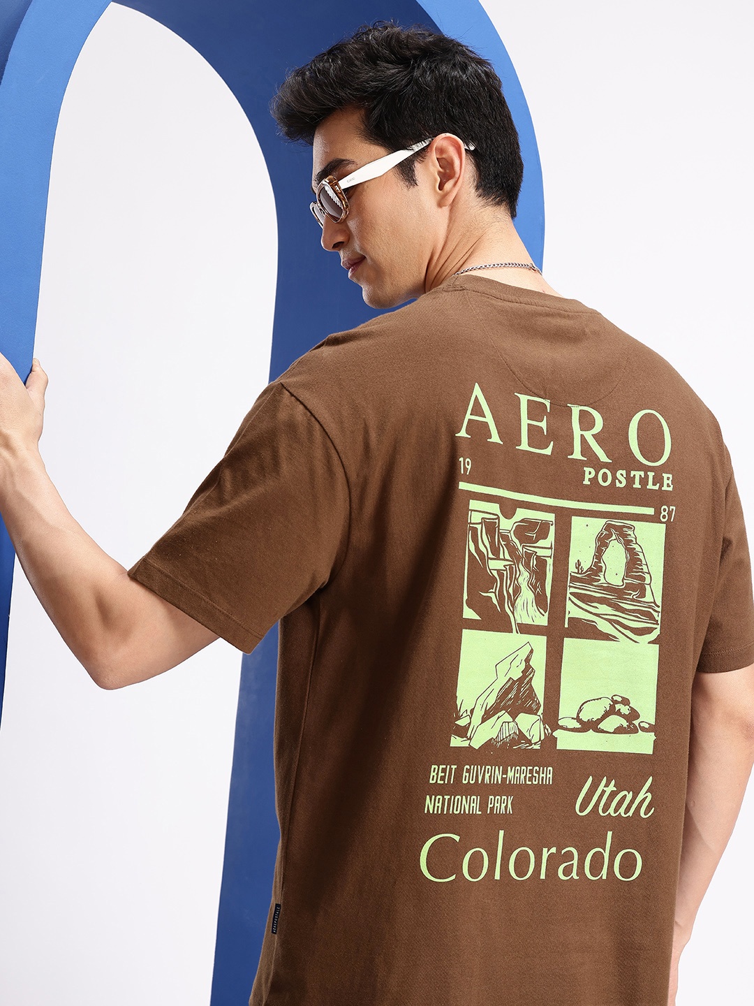 

Aeropostale Relaxed Fit Graphic Printed Pure Cotton T-shirt, Brown