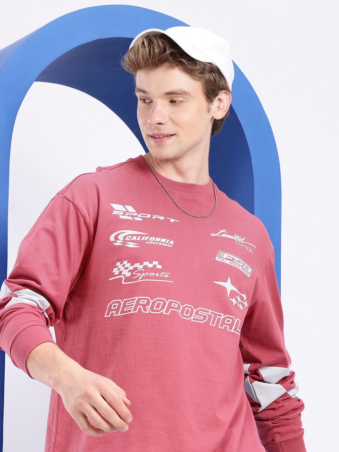 

Aeropostale Pure Cotton Relaxed Fit Typography Printed T-shirt, Fuchsia