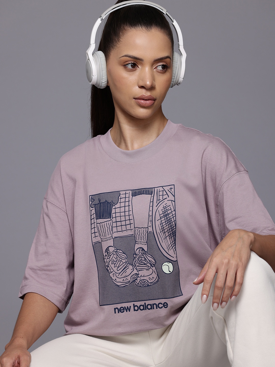 New Balance Printed Oversized T-shirt, Mauve