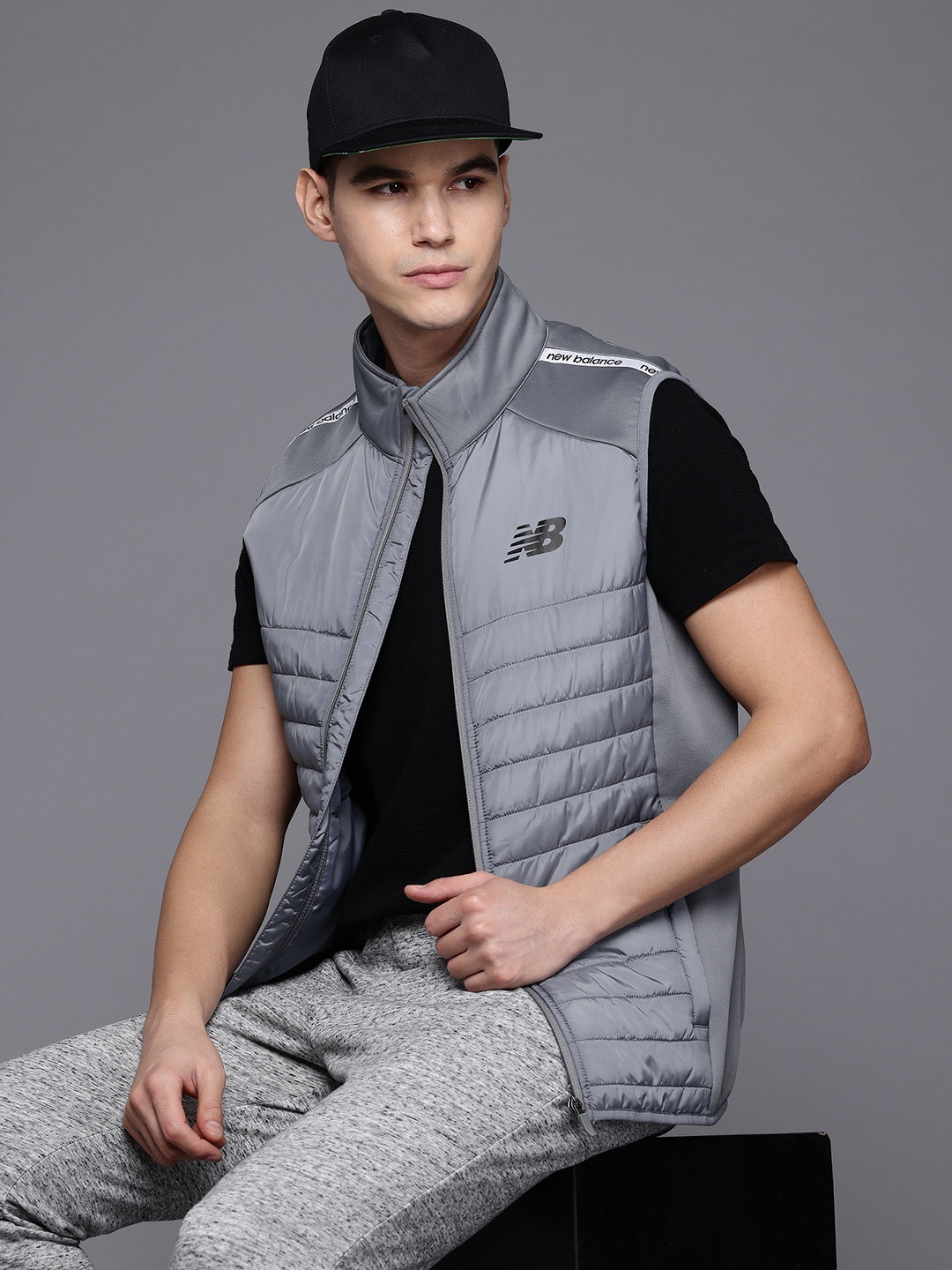 

New Balance Mock Collar Padded Gilet Jacket, Grey