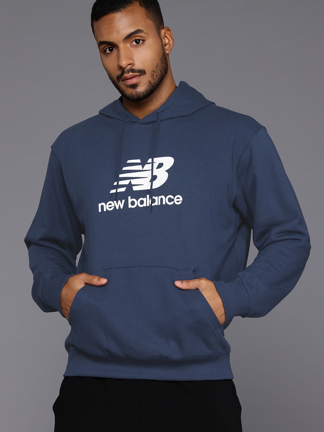 

New Balance Sport Essentials French Terry Logo Relaxed Fit Hooded Sweatshirt, Blue