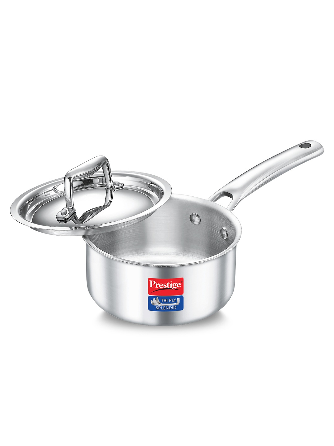 

Prestige Silver-Toned Induction Base Tri-Ply Stainless Steel Sauce Pan 1.1 L