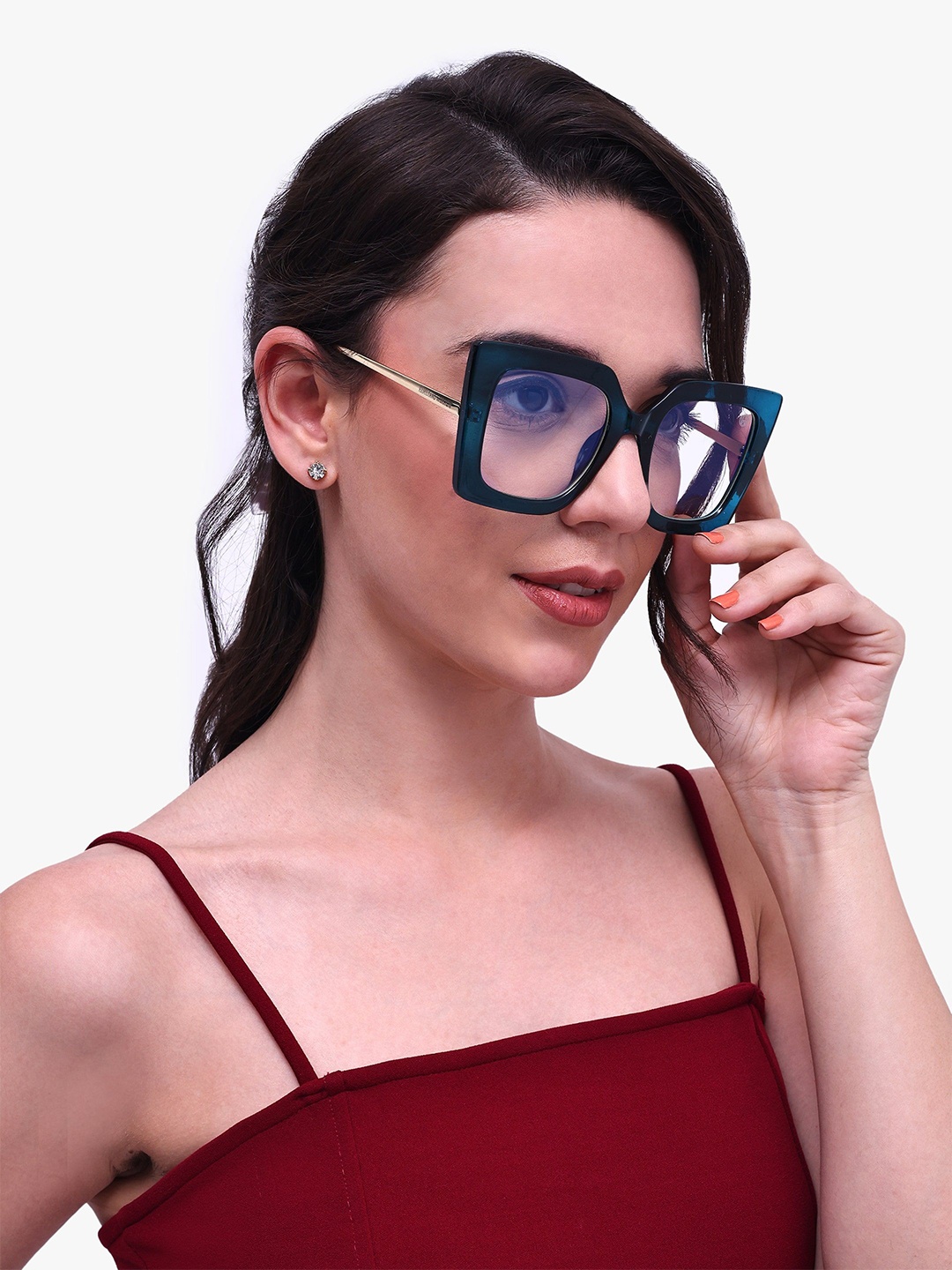 

HAMILTANO WINSTON Women Full Rim Oversized Frames, Blue