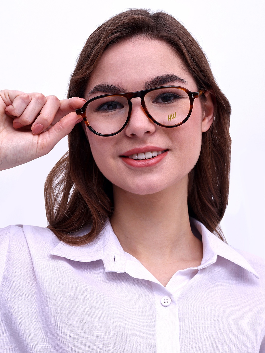 

HAMILTANO WINSTON Unisex Abstract Printed Full Rim Aviator Frames, Brown