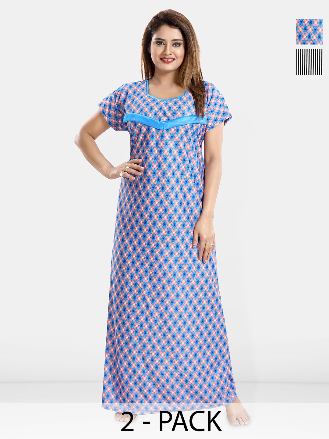 

Be You Printed Maxi Nightdress, Blue