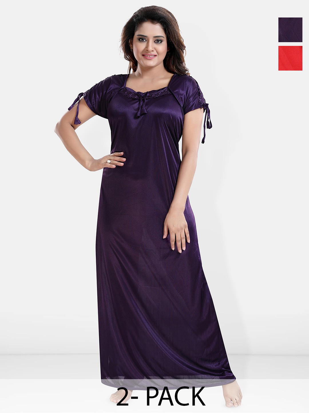 

Be You Maxi Nightdress Pack Of 2, Purple