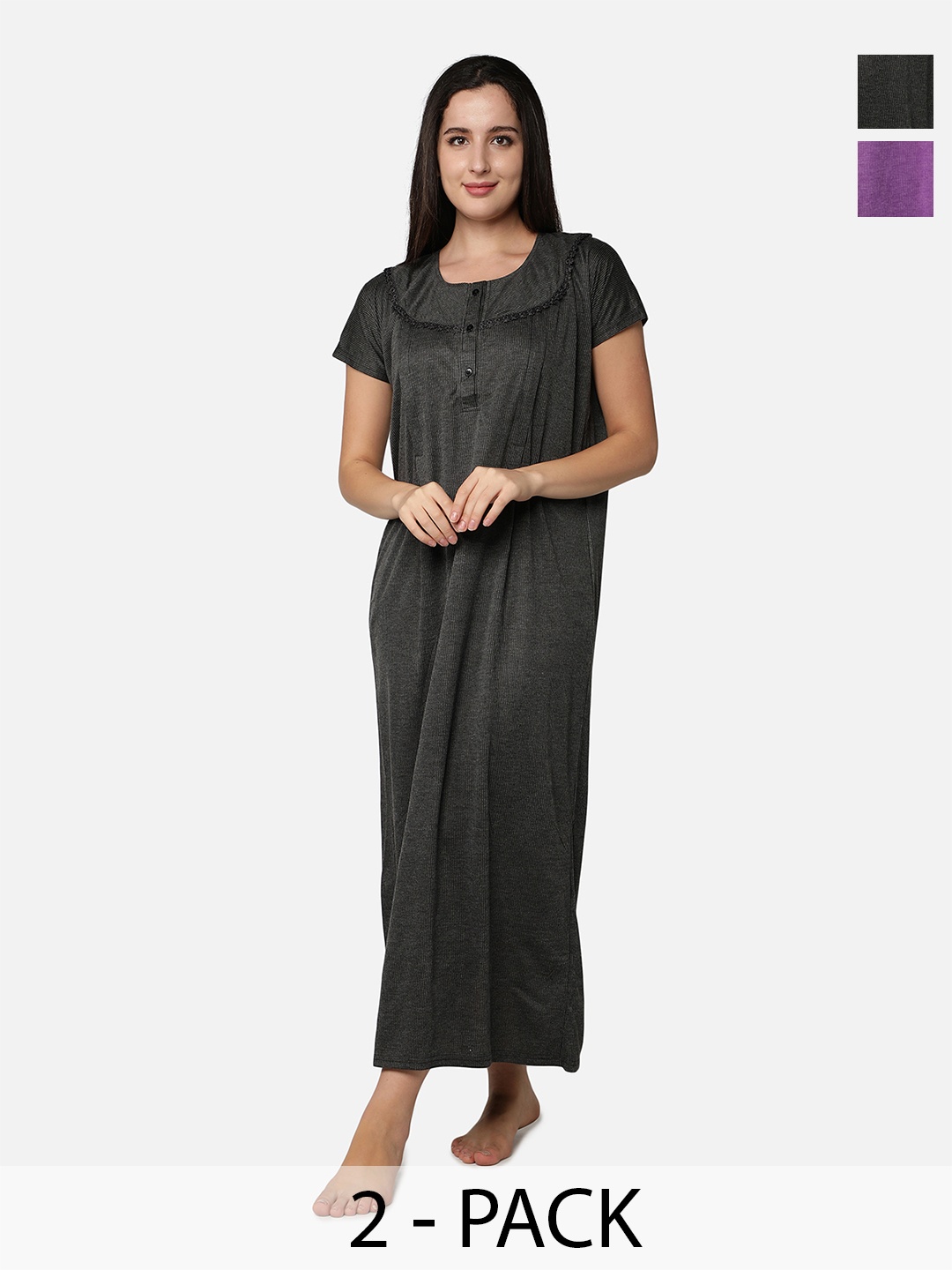 

Be You Striped Maxi Nightdress, Black