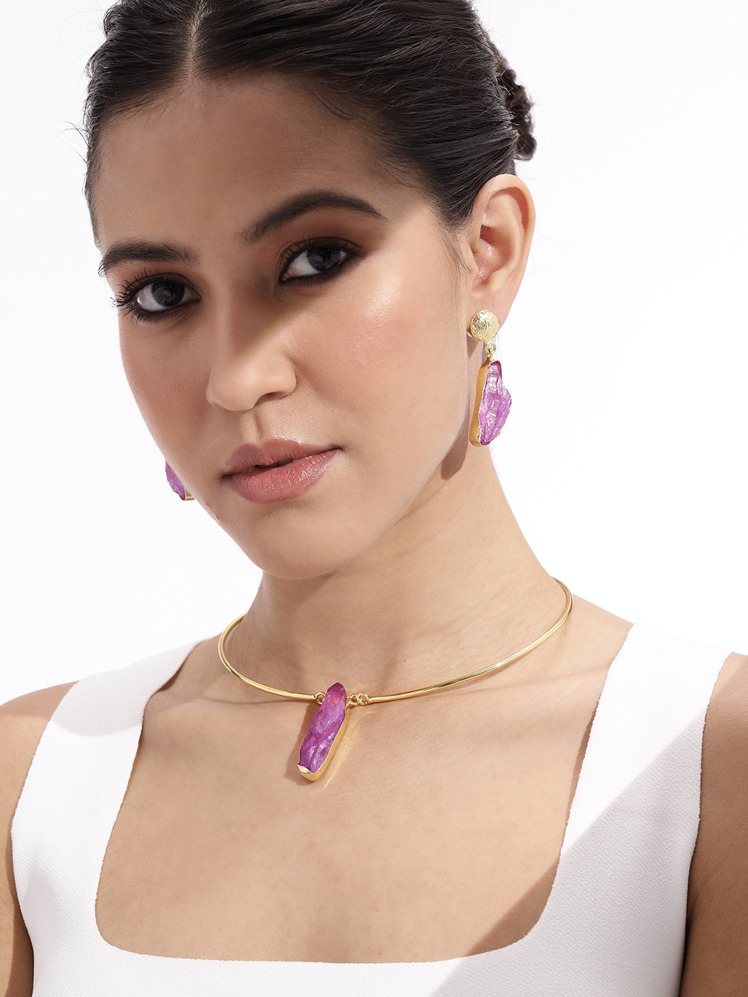 

Niska Gold-Plated Quartz Jewellery Set, Pink