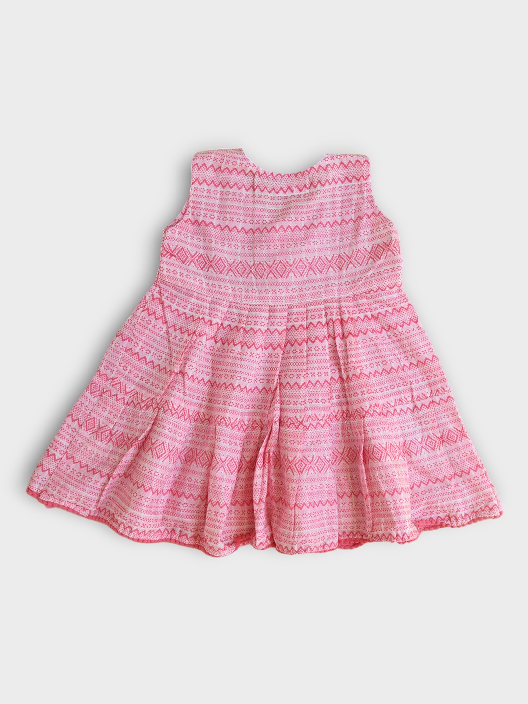 

MYZUIE Girls Geometric Printed Cotton A-line Dress, Pink